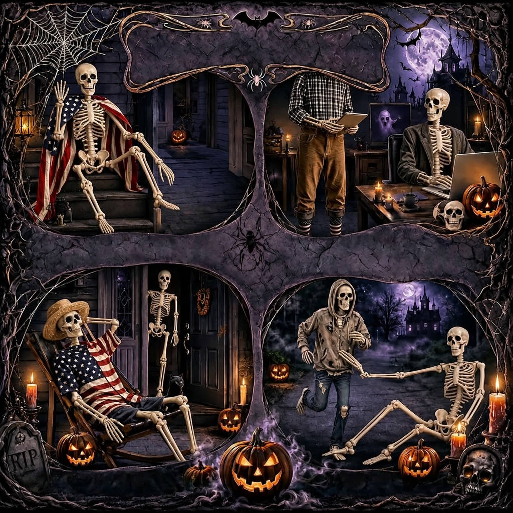 Halloween's 2 Pack 36 Inch Movable Joint Skeleton Decorations