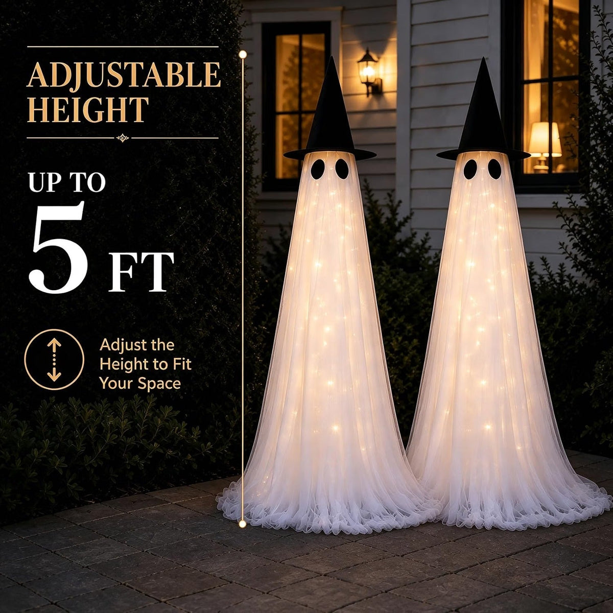 Halloween's 2 Pack 5 Ft Large Light Up Ghost Decorations for Outdoors