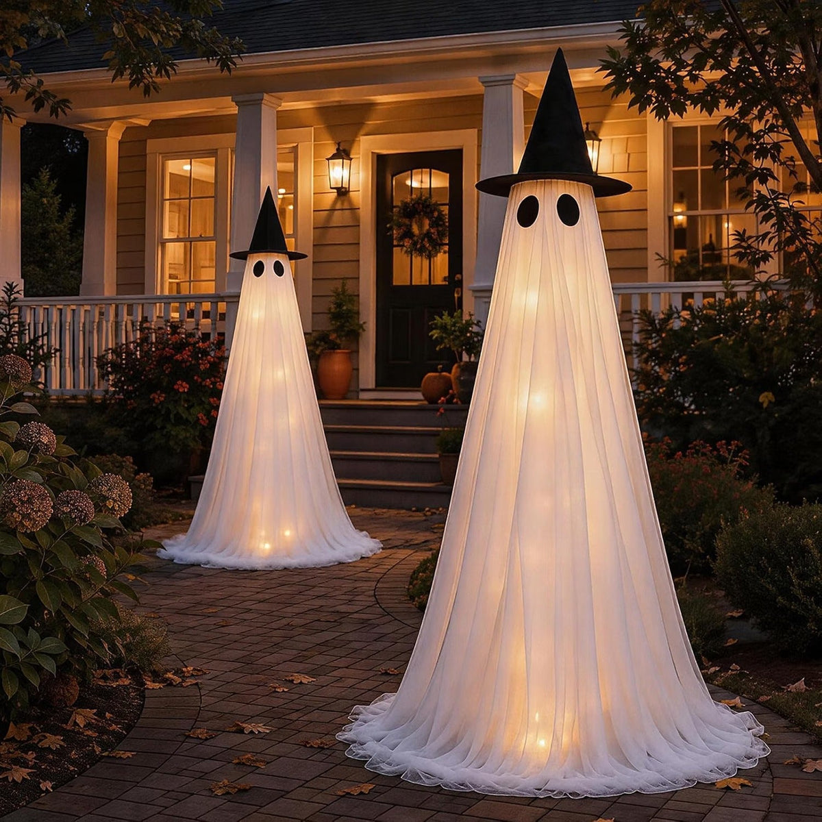 Halloween's 2 Pack 5 Ft Large Light Up Ghost Decorations for Outdoors