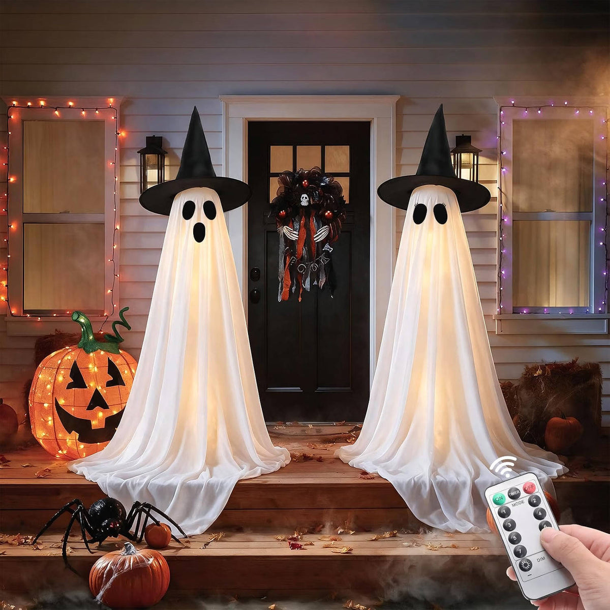 Halloween's 5 FT Lighted Ghost Decorations with Remote - 2 Pack