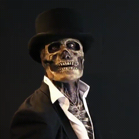 Halloween's Realistic Full Face Skeleton Mask with Matching Hat