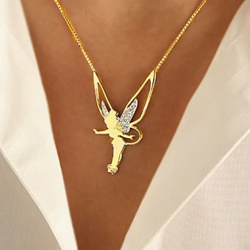 Gold Fairy Pendant Necklace | Delicate Layering Necklace