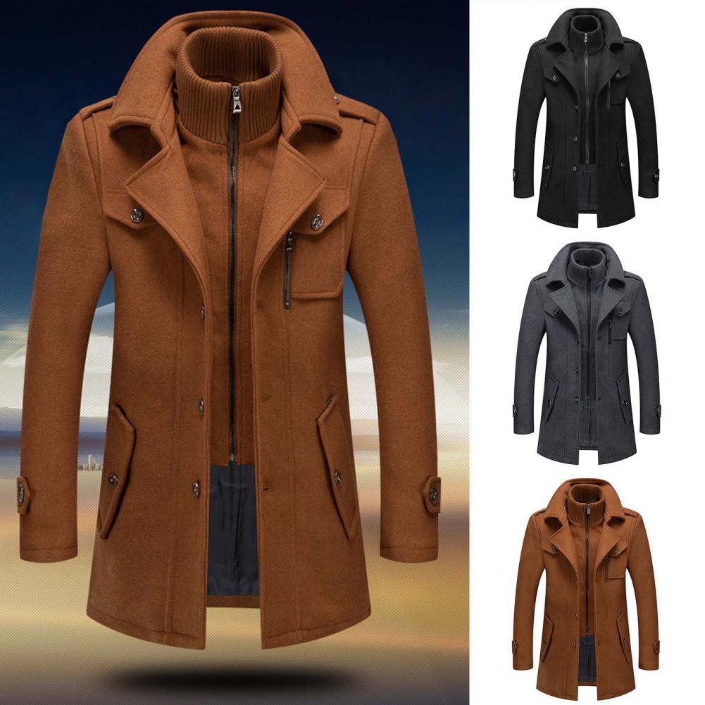 Men's Coat with Zip Closure and Pockets | For Winter | Size M-5XL | Black, Brown, Grey