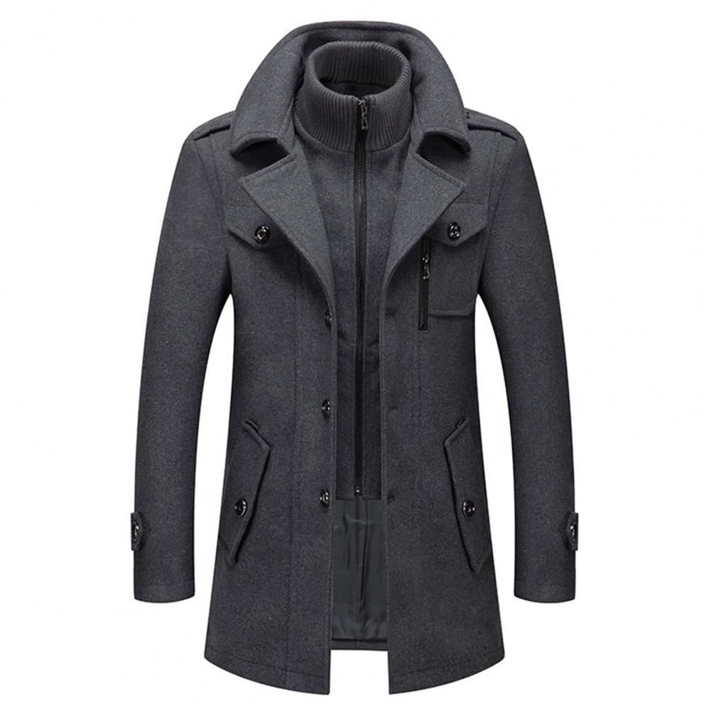 Men's Coat with Zip Closure and Pockets | For Winter | Size M-5XL | Black, Brown, Grey