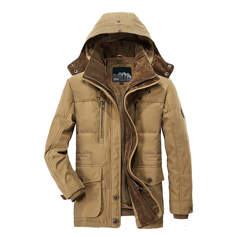 Men's Hooded Parka Jacket, Zip Front, Long Sleeves