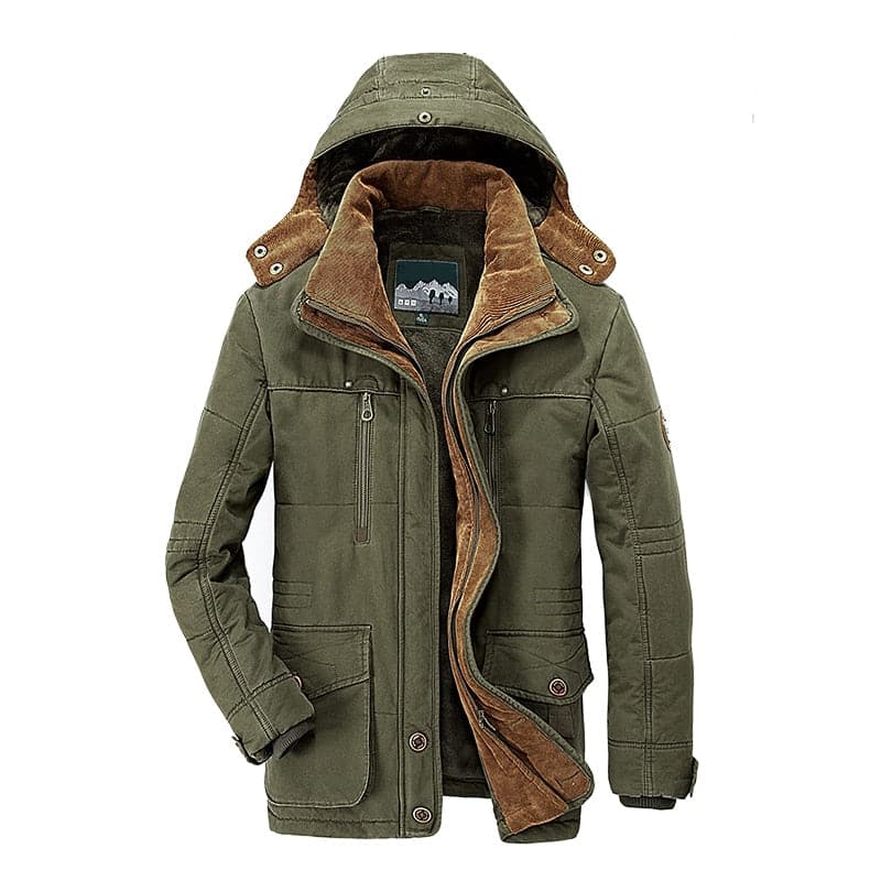 Men's Hooded Parka Jacket, Zip Front, Long Sleeves