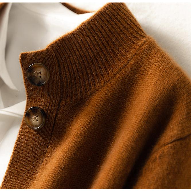 Lindsey | Womens Cashmere Blend Cardigan with Statement Buttons | Half-High Neck, Machine Washable | in 4 Colors XS-3XL