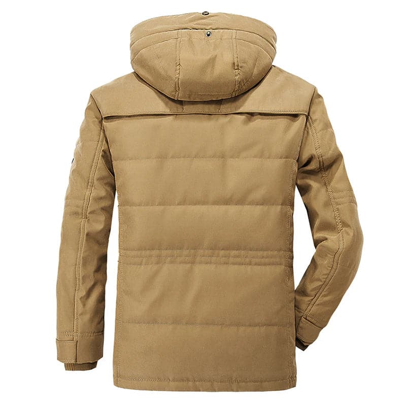 Men's Hooded Parka Jacket, Zip Front, Long Sleeves