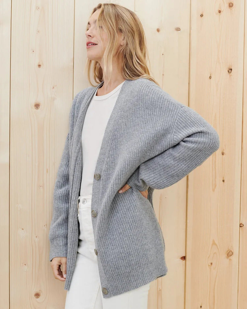 Marian Oversized Ribbed V-Neck Cardigan