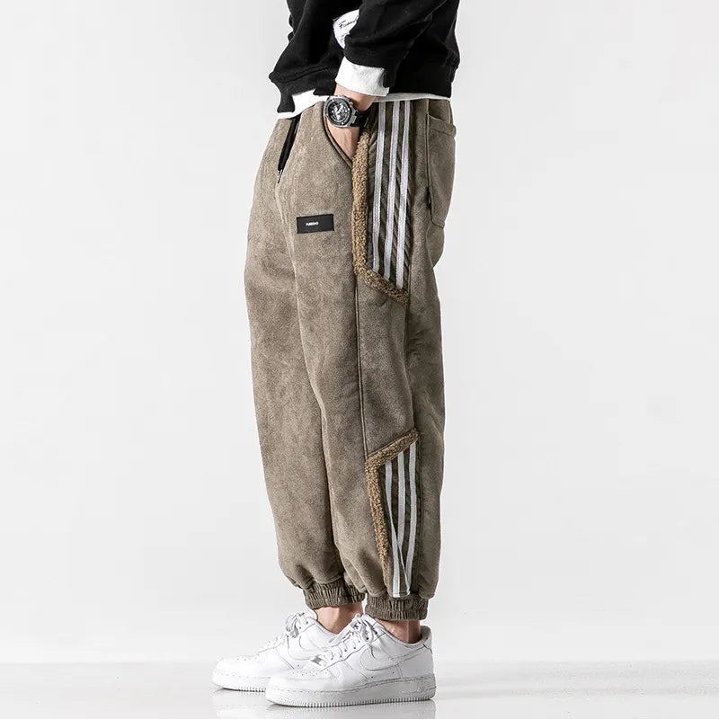 Men's Striped Jogger Pants, Drawstring Waist, Cuffed Ankles