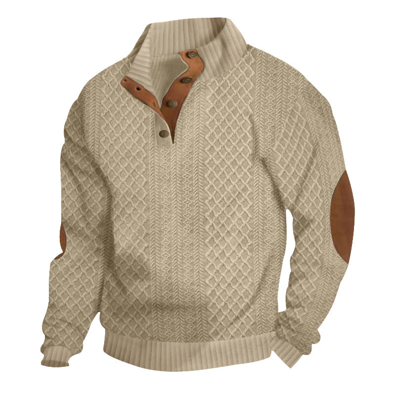 Men's Textured Knit Pullover, Mock Neck, Long Sleeves