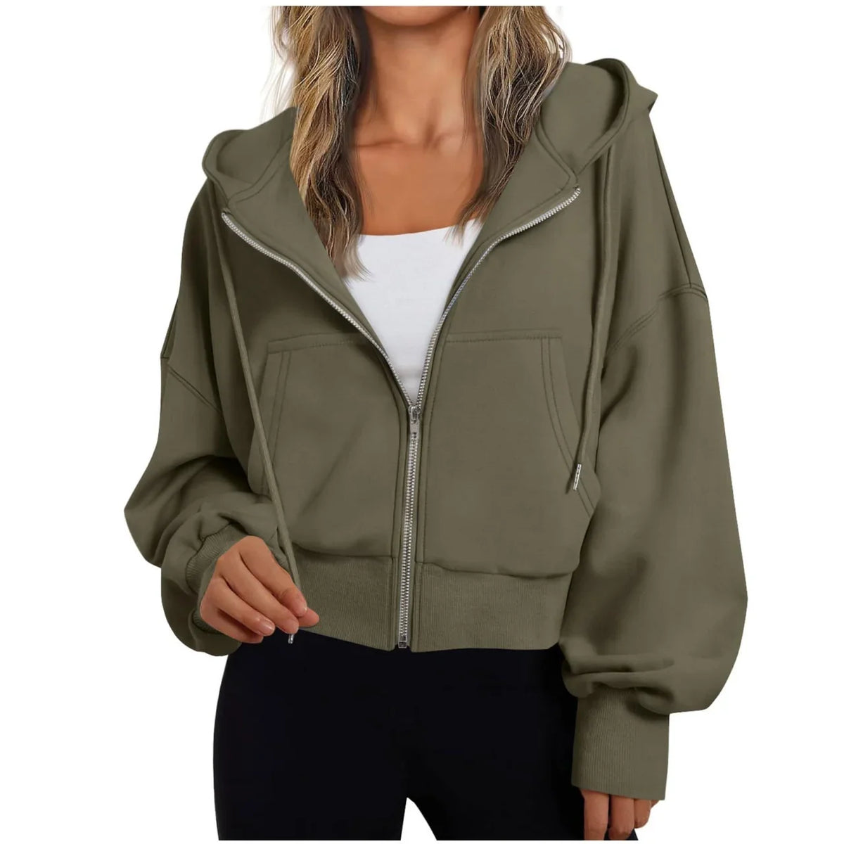 Stephanie | Womens Zip Up Hoodie with Hood | Soft Fabric, Relaxed Loose Fit | Gray, Blue, Black and More S-2XL