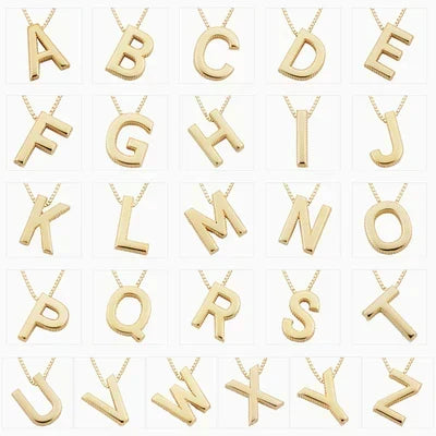 Initial Necklace Gold Pendant - Personalized Letter Charm Jewelry