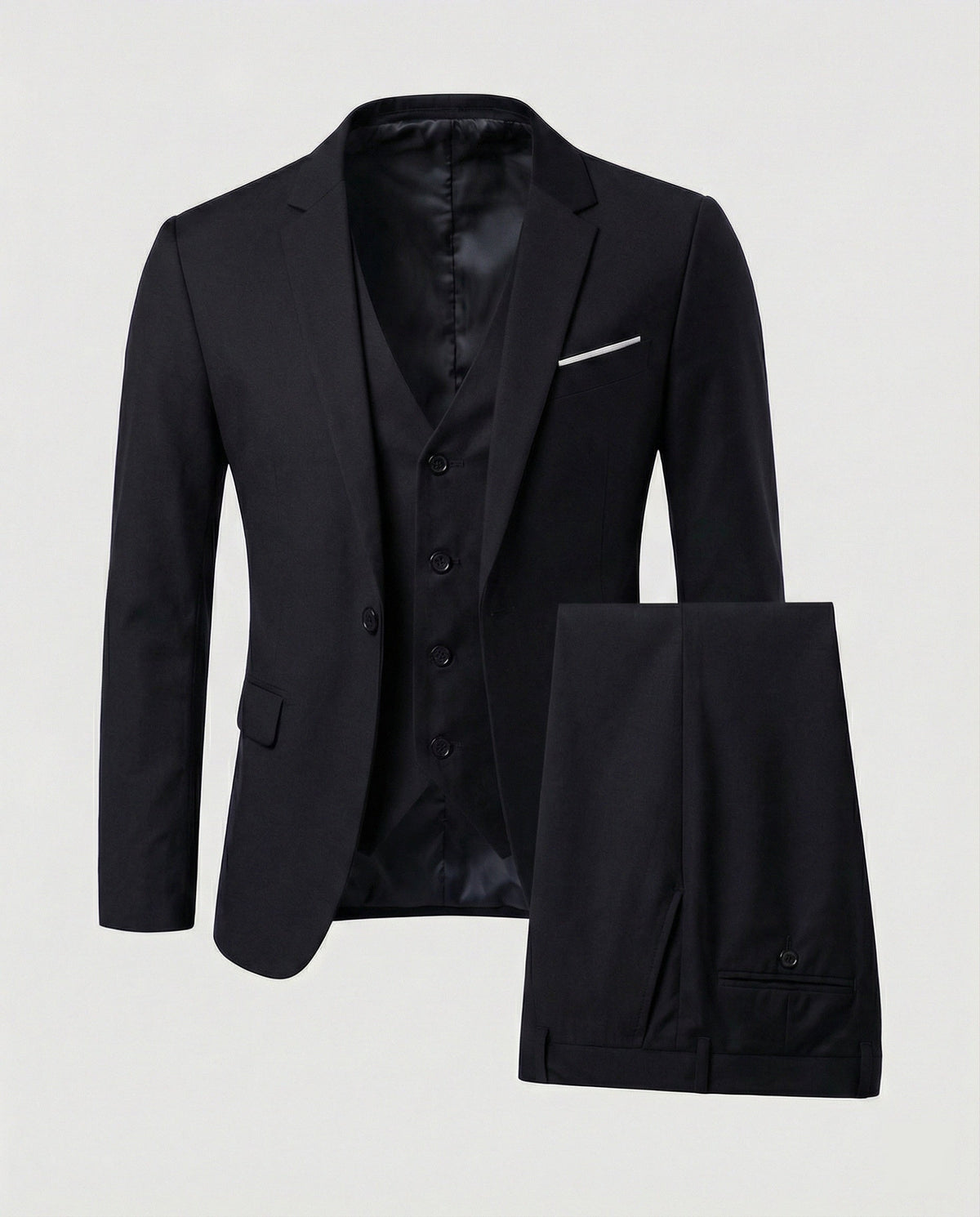 Men's Three-Piece Suit Set, Notched Lapels, Long Sleeves
