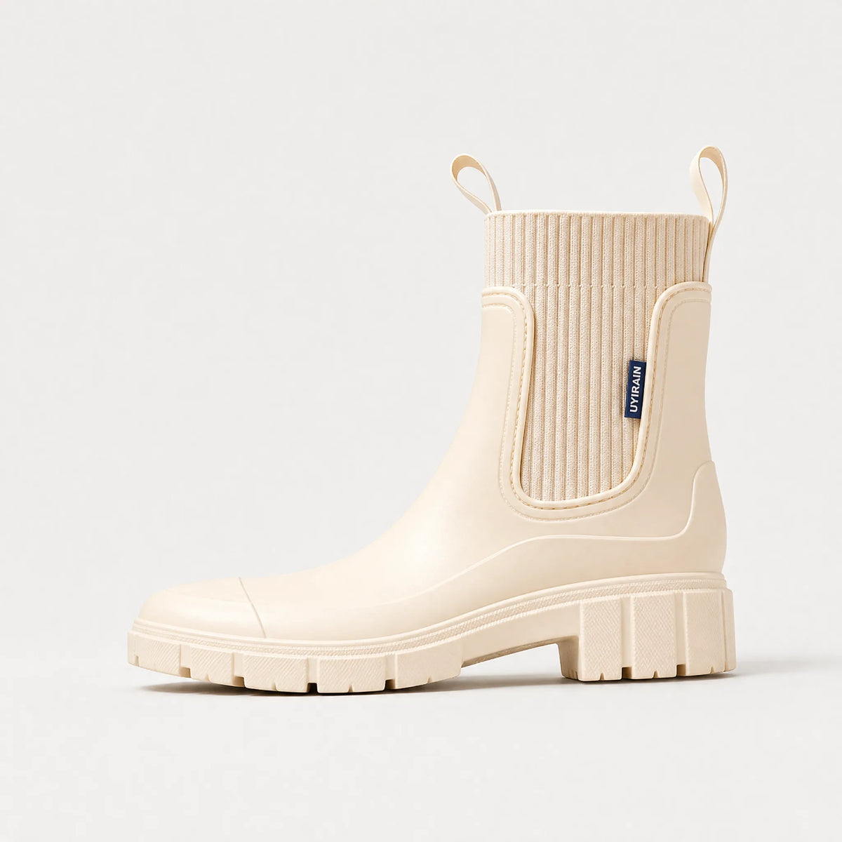 Women's Waterproof Boots with Ribbed Elastic Side Panels | Front and Back Pull Tabs, Chunky Lug Sole | Sizes 5.5-9.5, 5 Colors