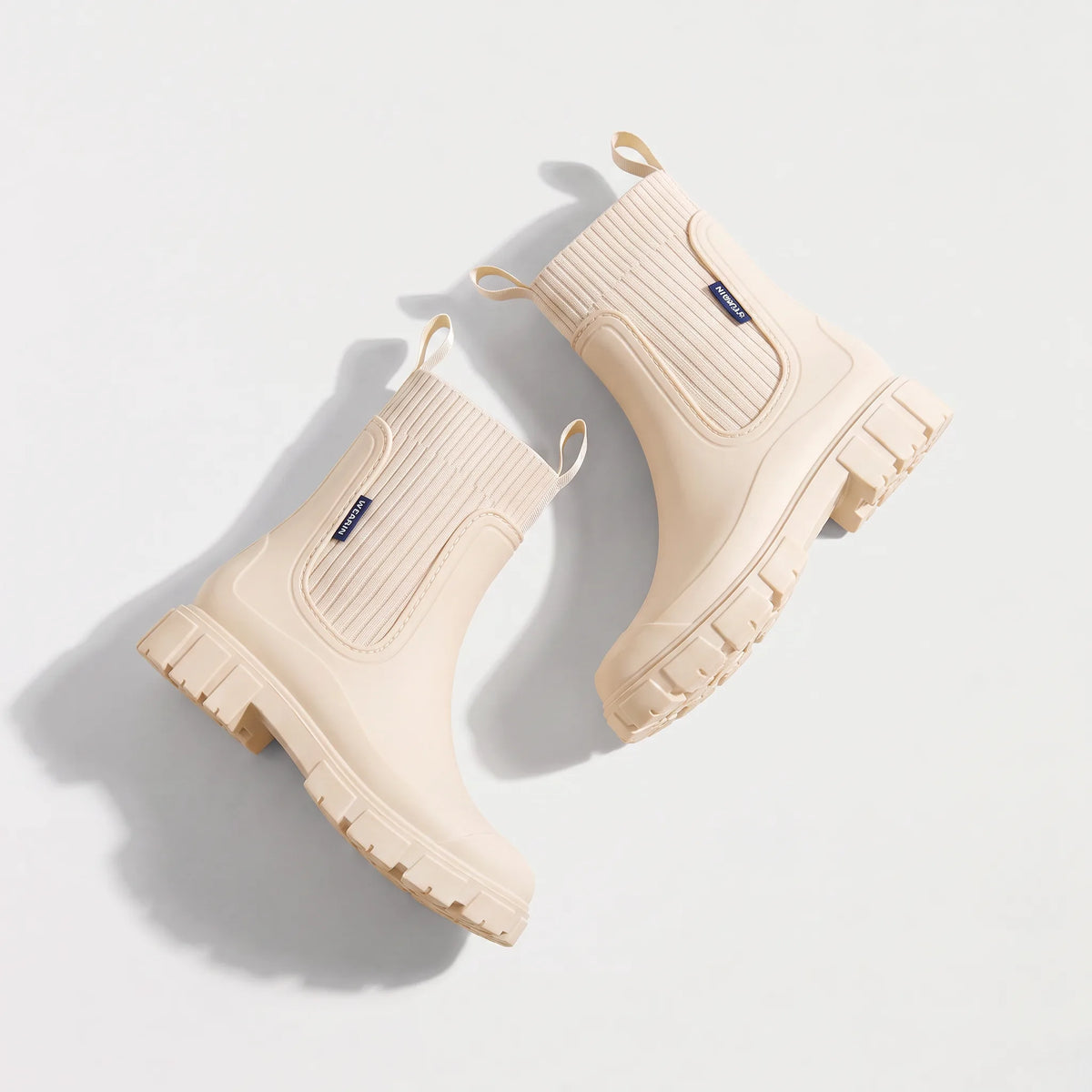 Women's Waterproof Boots with Ribbed Elastic Side Panels | Front and Back Pull Tabs, Chunky Lug Sole | Sizes 5.5-9.5, 5 Colors