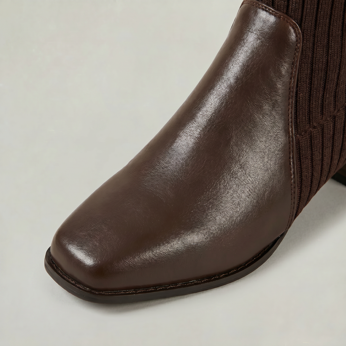 Vilma Ribbed Knit Block Heel Knee-High Boots