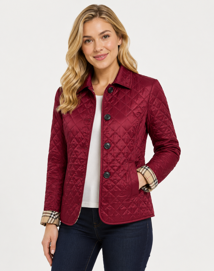 Women's Quilted Jacket, Collared, Button Front, Long Sleeves