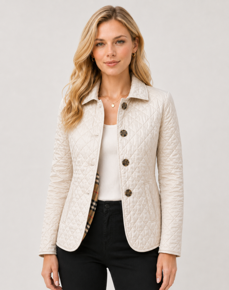 Women's Quilted Jacket, Collared, Button Front, Long Sleeves