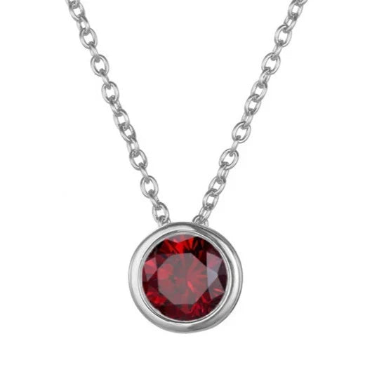 Birthstone Necklace White Gold Dainty Pendant for Women