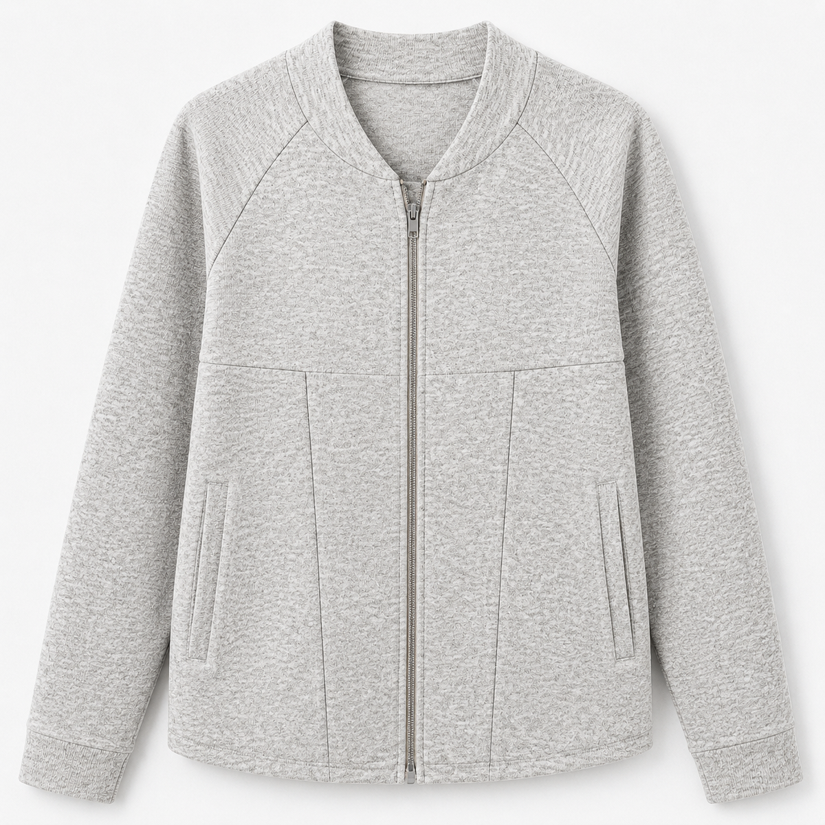 Women's Knit Bomber Cardigan, Zip Front, Long Sleeves