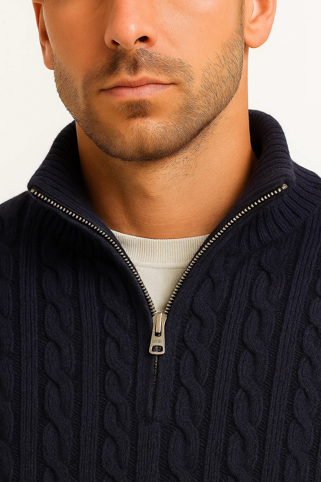 Konrad | Mens Cable-Knit Spring Quarter-Zip Sweater — Classic Texture in 5 Colors | Westmere