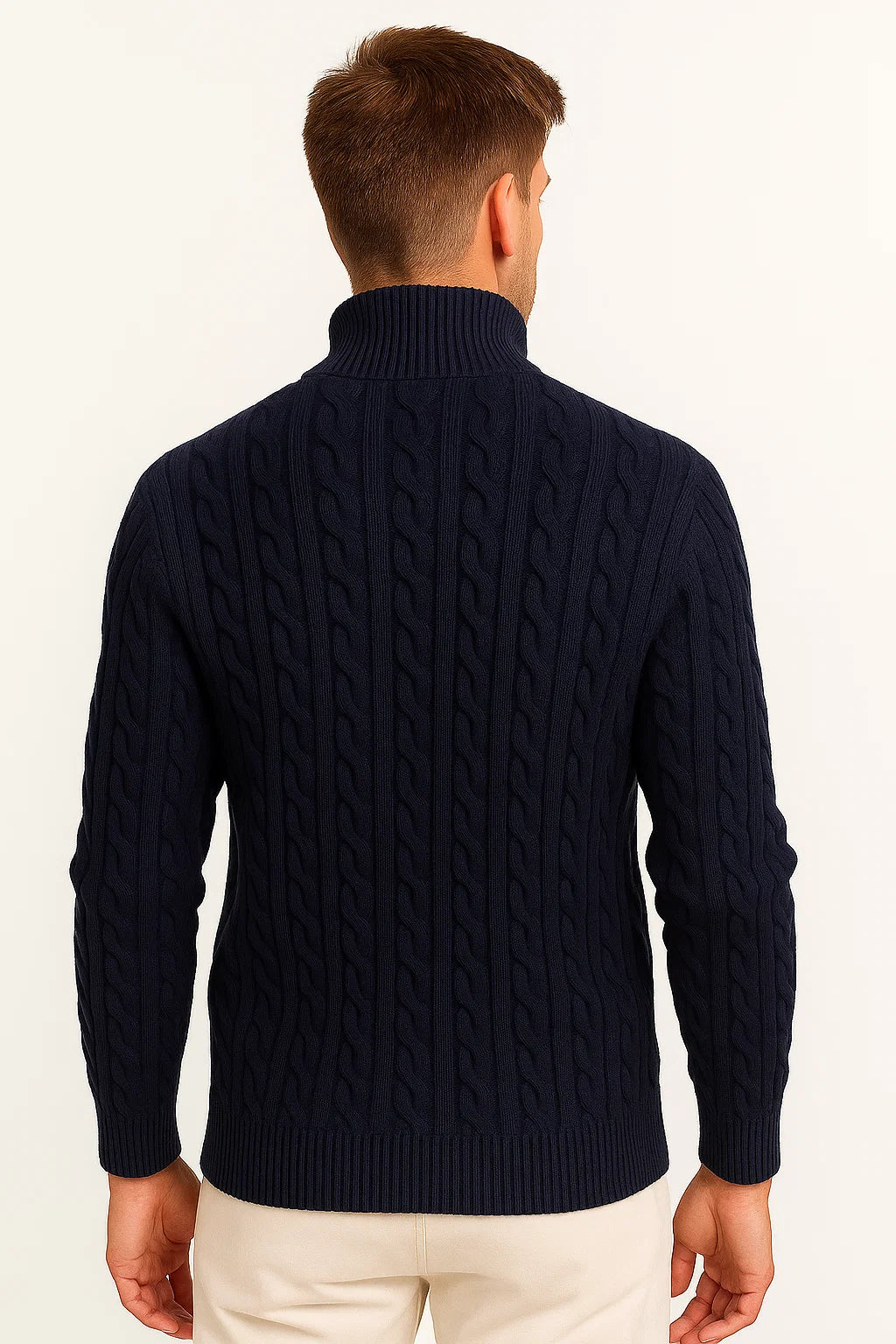 Konrad | Mens Cable-Knit Spring Quarter-Zip Sweater — Classic Texture in 5 Colors | Westmere