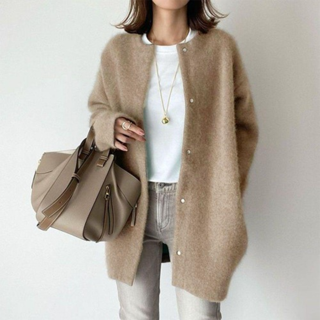 Women's Pocket Knit Cardigan – Relaxed Long Sleeve Cardigan