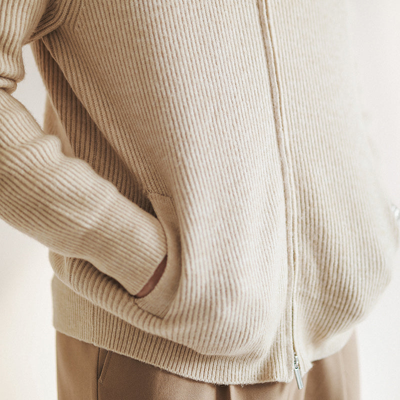 Jan | Mens Spring Full-Zip Knit Sweater — Ribbed Texture with Sport-Elegant Touch in 3 Colors M–2XL | Westmere