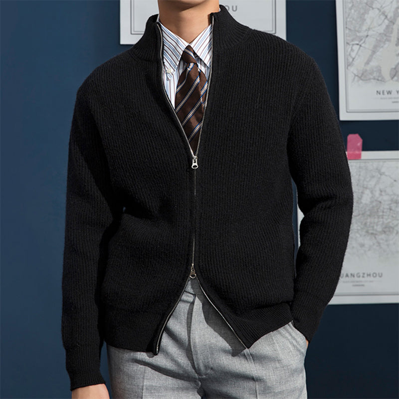 Jan | Mens Spring Full-Zip Knit Sweater — Ribbed Texture with Sport-Elegant Touch in 3 Colors M–2XL | Westmere