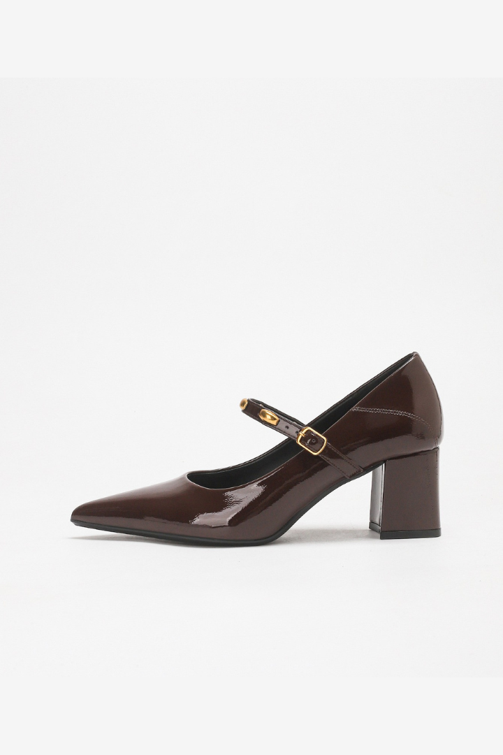 Freya Studded Strap Mary Jane Block Heel Pumps