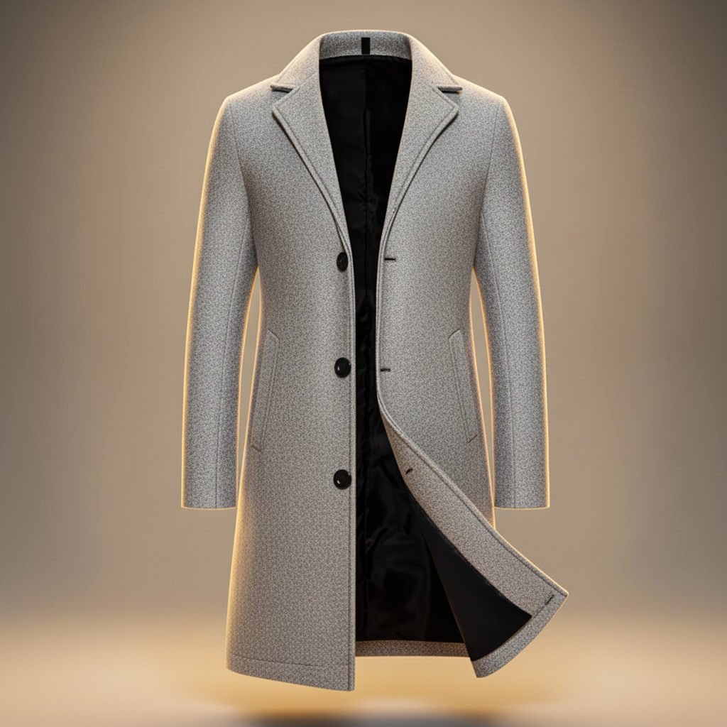 Aston | Mens Peruvian Cotton Coat, Three-Button Closure | Sharp Lapel, Lined | Gray, Cream, Khaki and More XS-4XL