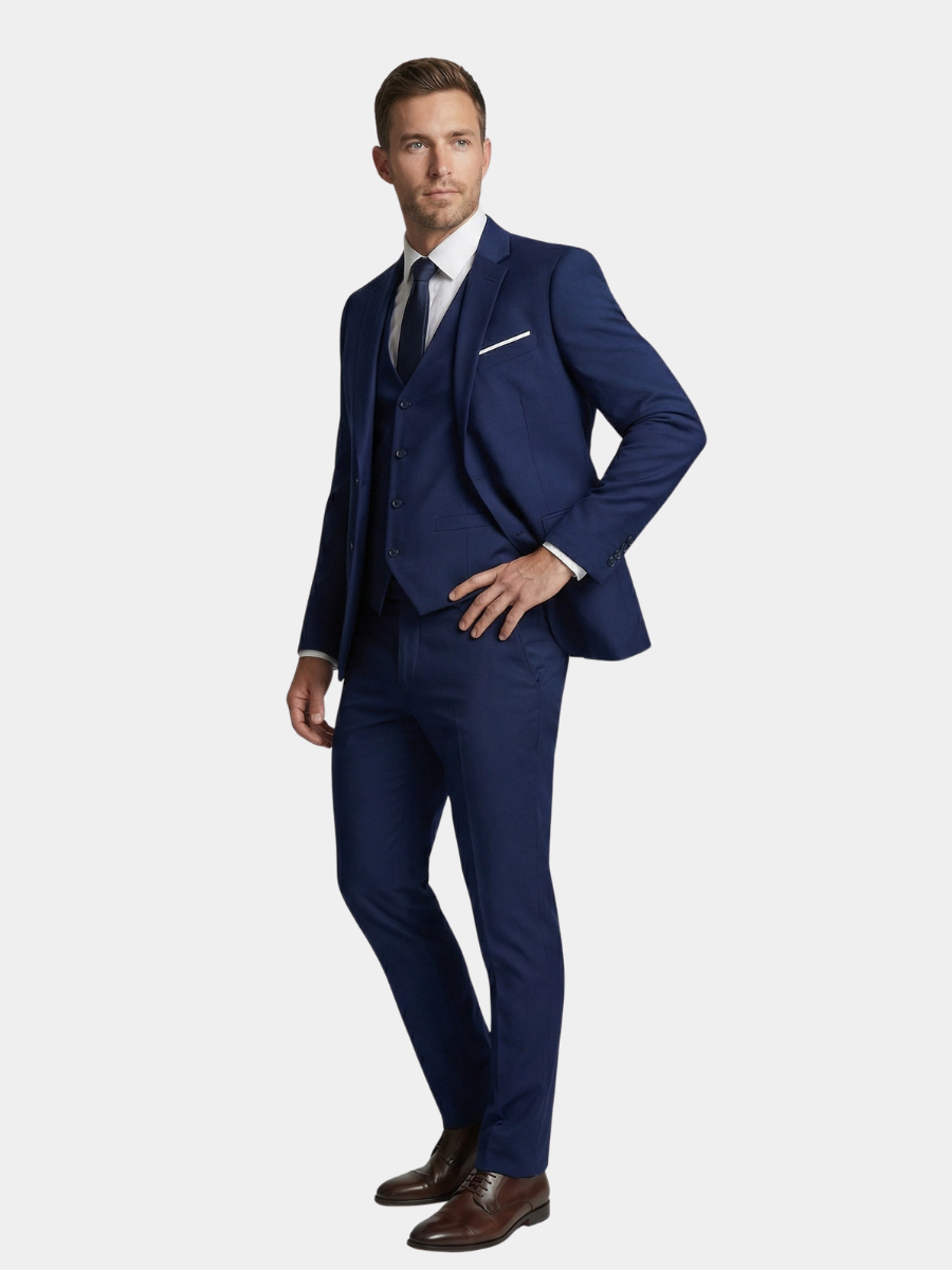 Men's Three-Piece Suit Set, Notched Lapels, Long Sleeves