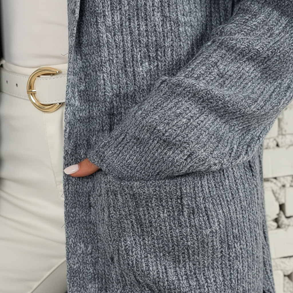Women's Long Hooded Cardigan with Front Pockets