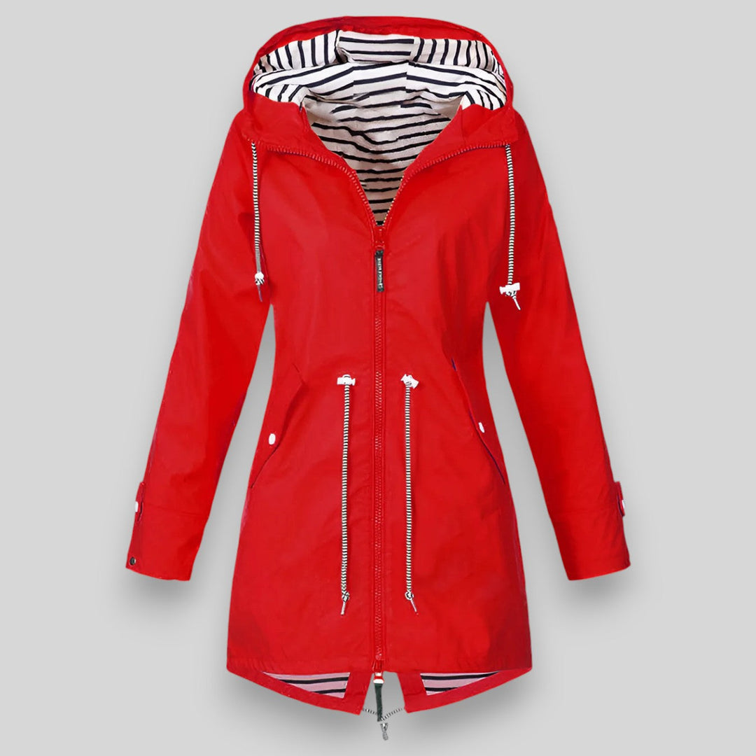 Women's Hooded Rain Jacket, Long Sleeves, Zip Front