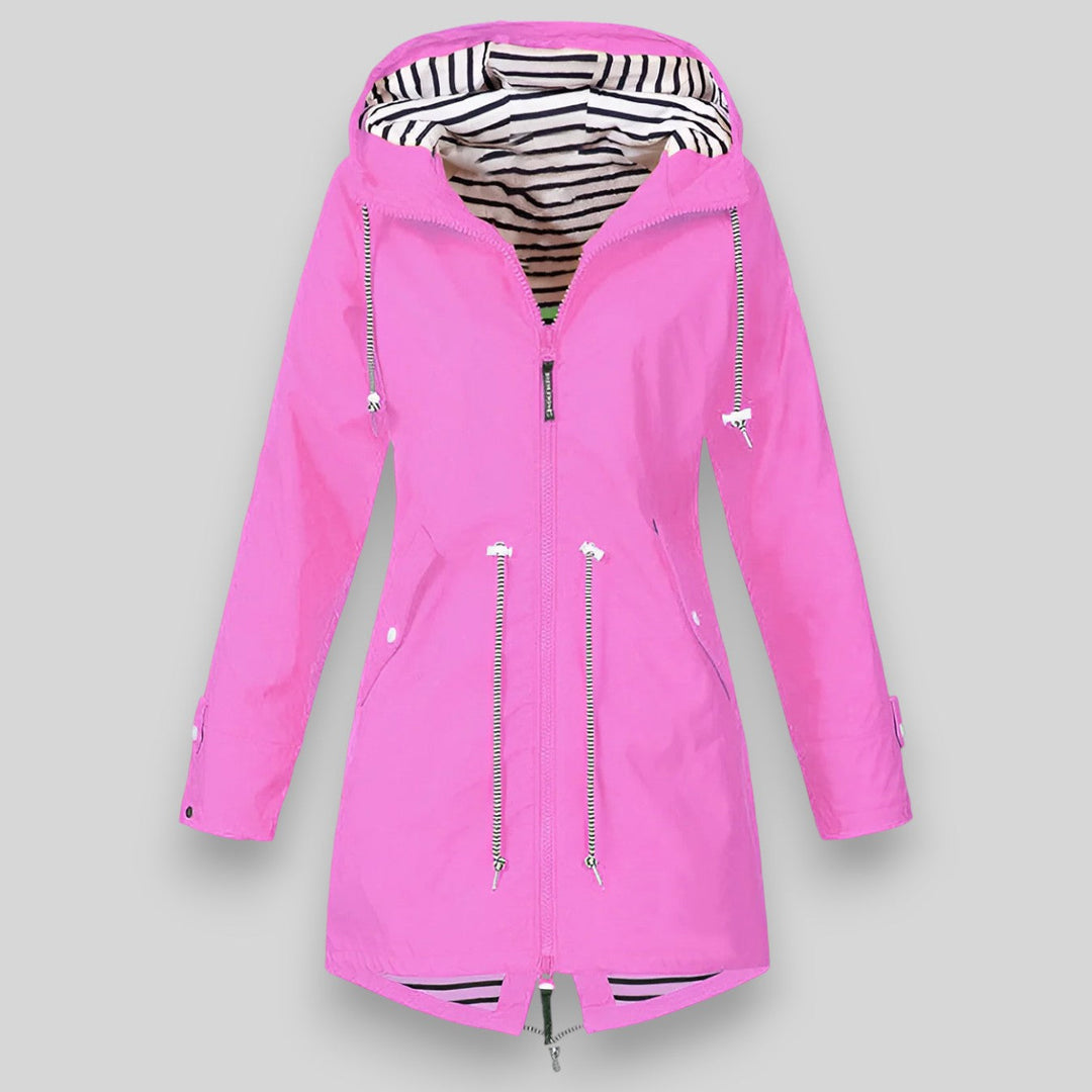 Women's Hooded Rain Jacket, Long Sleeves, Zip Front