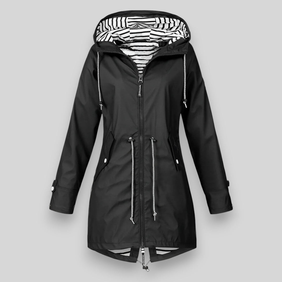 Women's Hooded Rain Jacket, Long Sleeves, Zip Front