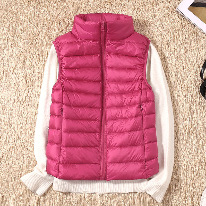Erika | Womens Padded Vest with Stand Collar and Zip Front | Lightweight, Quilted | Black, Navy and More S-4XL