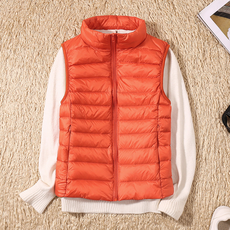 Erika | Womens Padded Vest with Stand Collar and Zip Front | Lightweight, Quilted | Black, Navy and More S-4XL