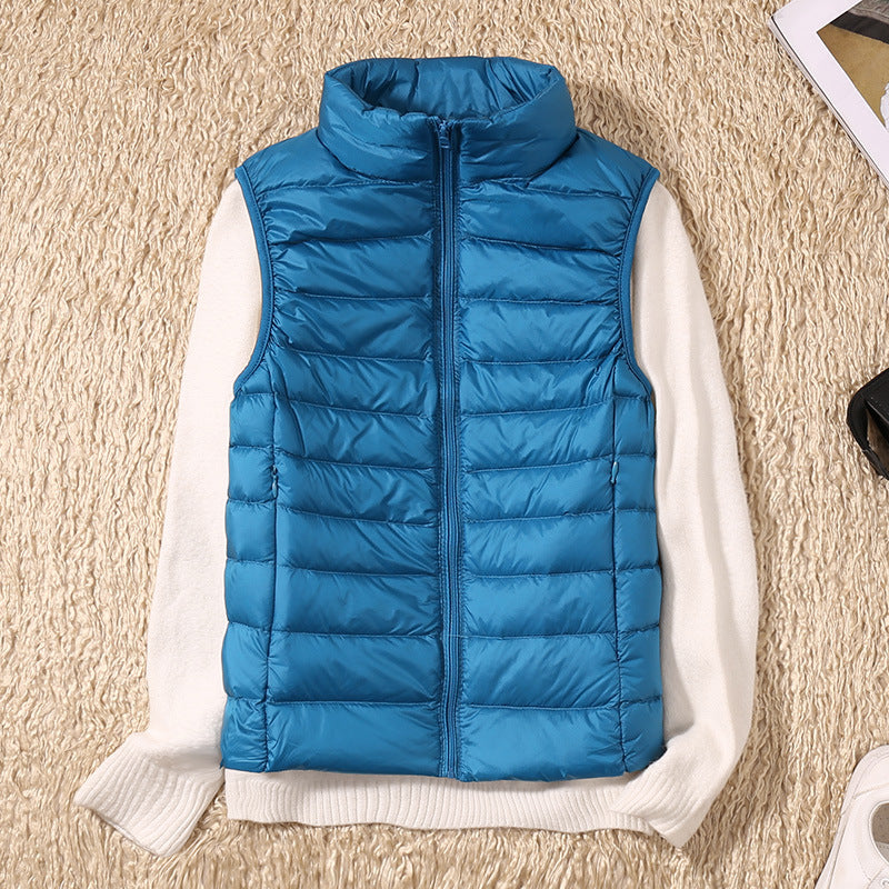 Erika | Womens Padded Vest with Stand Collar and Zip Front | Lightweight, Quilted | Black, Navy and More S-4XL