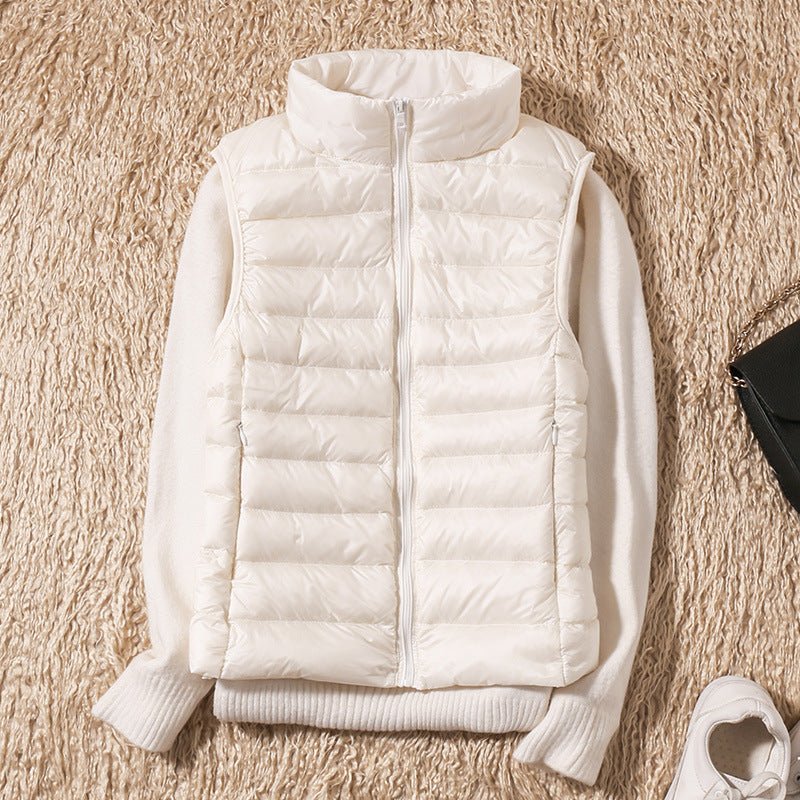 Erika | Womens Padded Vest with Stand Collar and Zip Front | Lightweight, Quilted | Black, Navy and More S-4XL