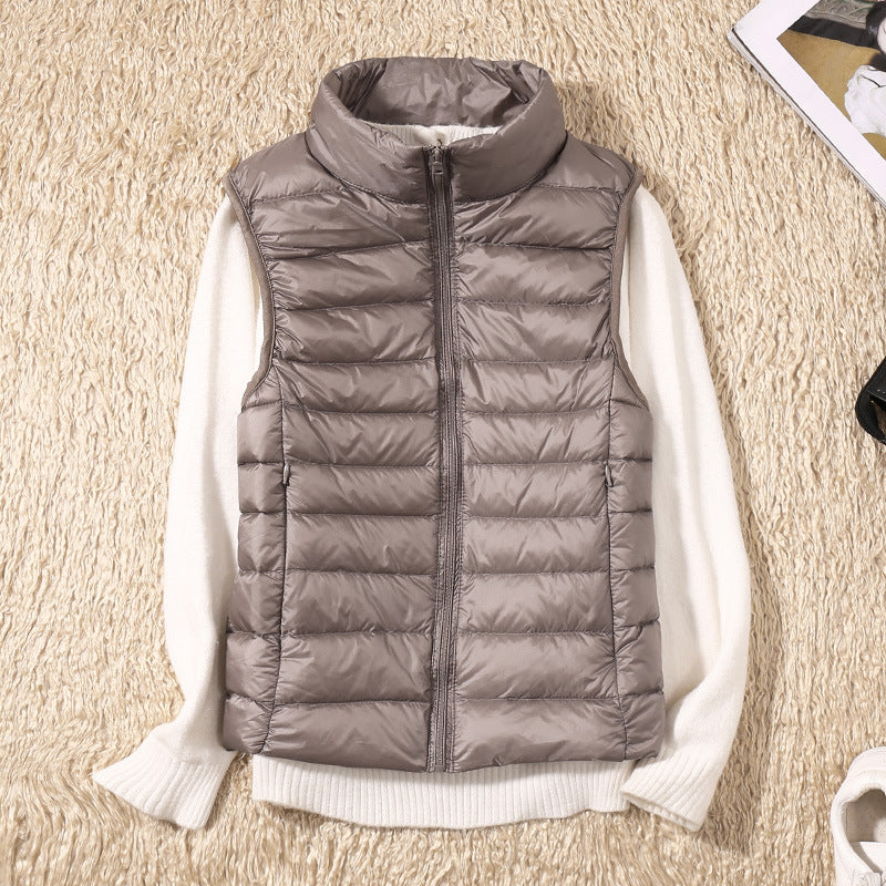 Erika | Womens Padded Vest with Stand Collar and Zip Front | Lightweight, Quilted | Black, Navy and More S-4XL