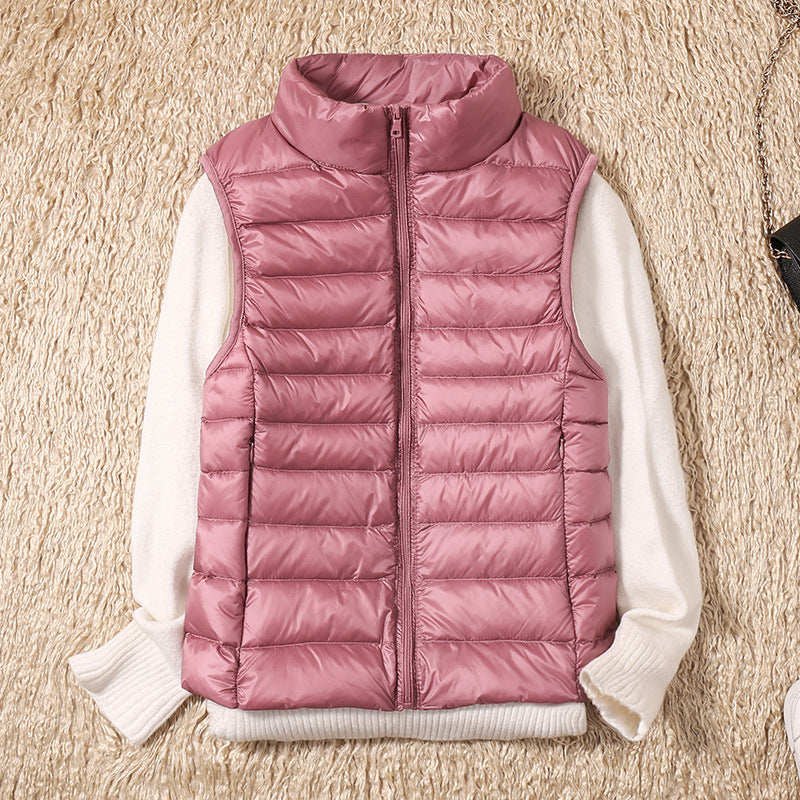 Erika | Womens Padded Vest with Stand Collar and Zip Front | Lightweight, Quilted | Black, Navy and More S-4XL