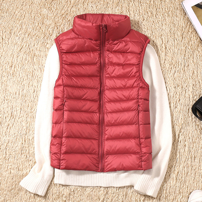 Erika | Womens Padded Vest with Stand Collar and Zip Front | Lightweight, Quilted | Black, Navy and More S-4XL