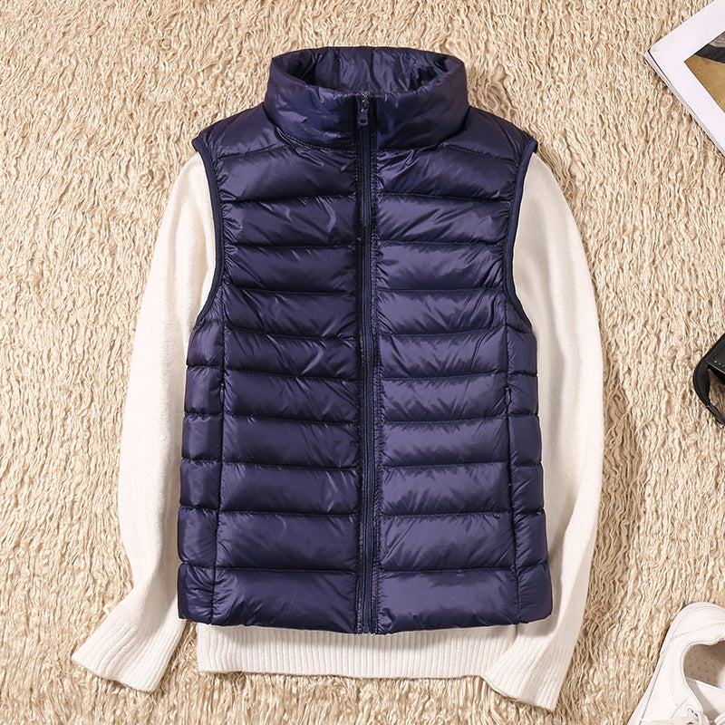 Erika | Womens Padded Vest with Stand Collar and Zip Front | Lightweight, Quilted | Black, Navy and More S-4XL