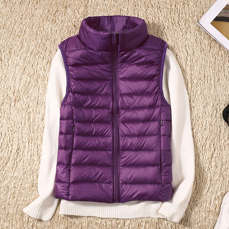 Erika | Womens Padded Vest with Stand Collar and Zip Front | Lightweight, Quilted | Black, Navy and More S-4XL