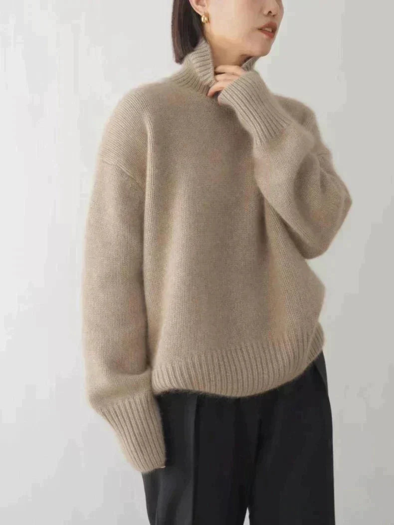 Women's Turtleneck Sweater with Knit and Breathable Fabric | Size S-2XL | Cream, Grey, Khaki