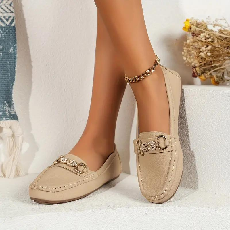 Women's Chain Loafers Slip-On Flat Shoes