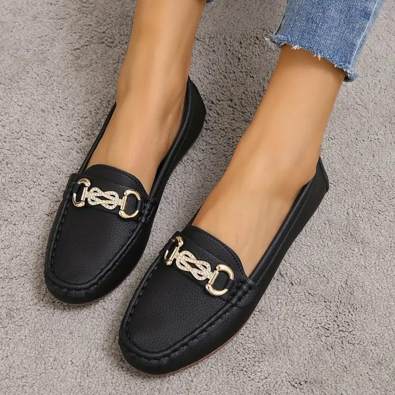 Women's Chain Loafers Slip-On Flat Shoes