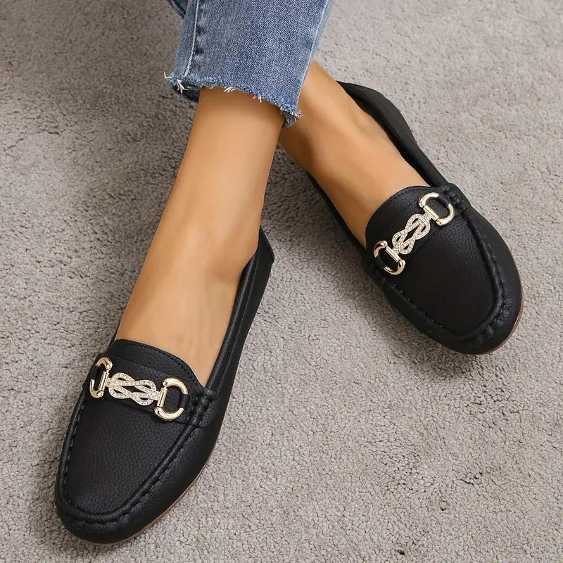 Women's Chain Loafers Slip-On Flat Shoes